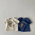 Bear Pink Ball Round Neck Short Sleeve Simple T